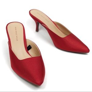 Who What Wear Coco Red Kitten Heel Mule Slides